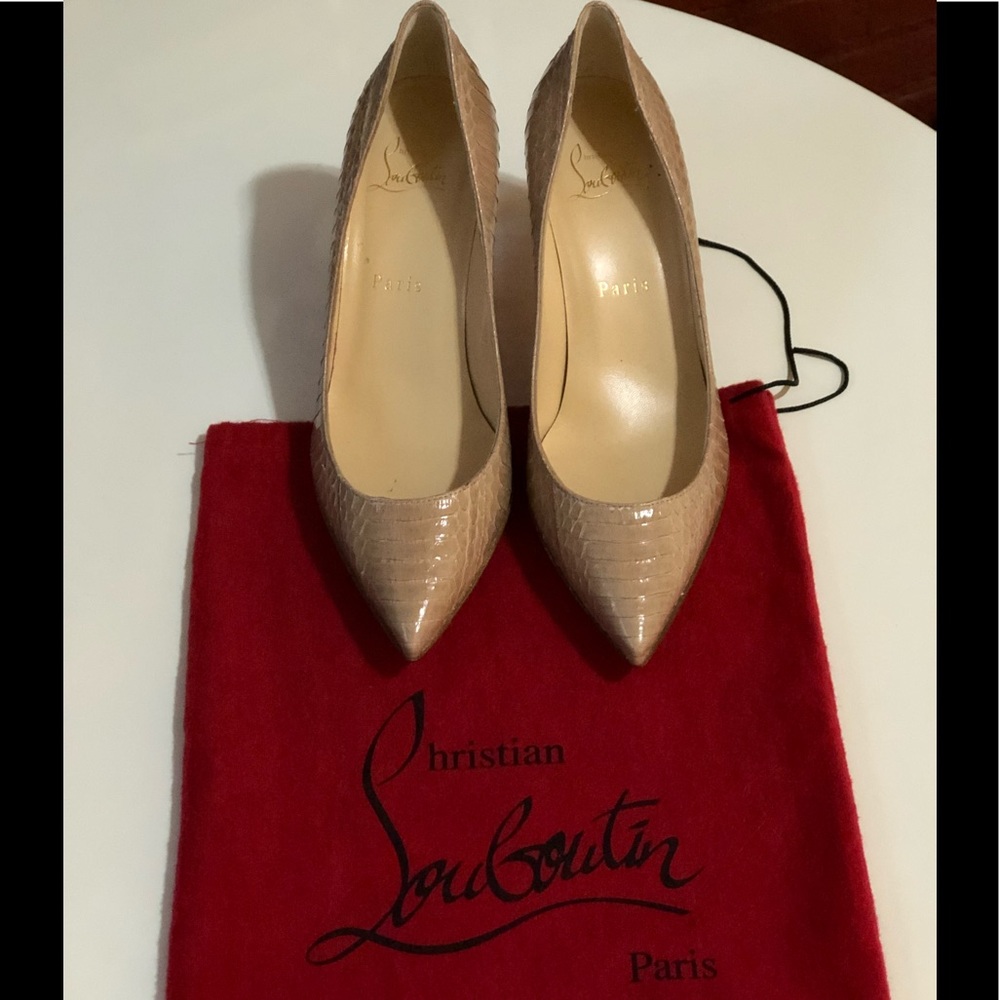 Christian Louboutin Beige Snakeskin Pumps